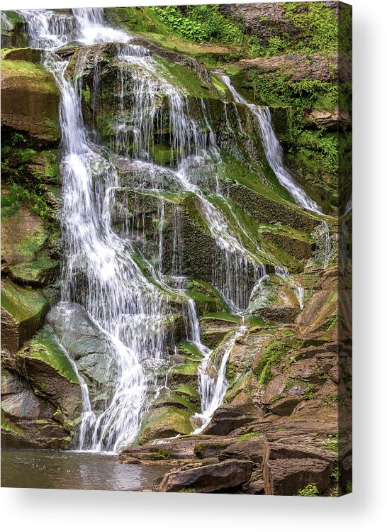 Delphi Falls Up Close Acrylic Print featuring the photograph On the Rocks by Rod Best