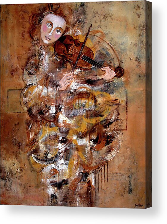 Figurative Acrylic Print featuring the painting Opus In Brown by Jim Stallings