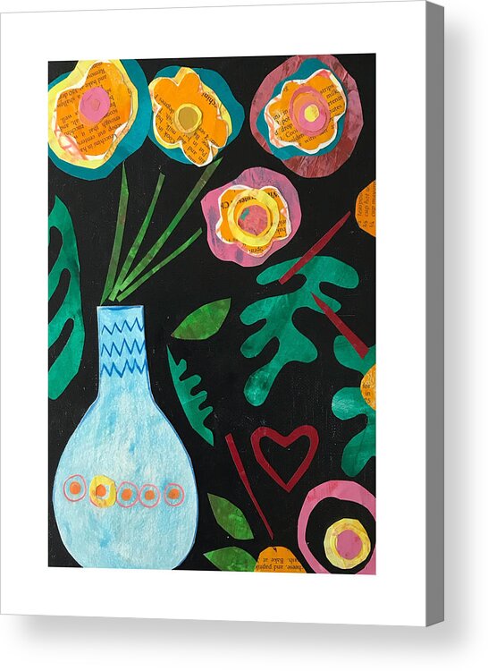 Flowers Acrylic Print featuring the mixed media Orange Poppies by Julia Malakoff