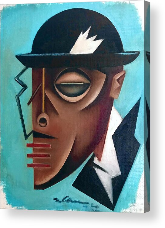 Jazz Acrylic Print featuring the painting Osby/ Jazz- Last Hat of Mr. Gutterman by Martel Chapman