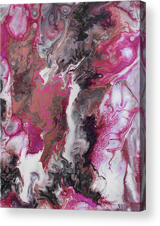 Marble Acrylic Print featuring the painting Paint Pour by Cori 219 Pink by Corinne Carroll