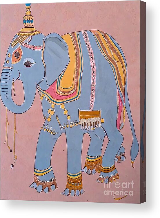 Art Acrylic Print featuring the painting Painting Saahi Swaari Elephant art religion eleph by N Akkash