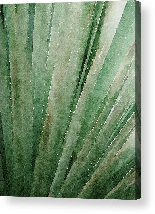 Dark Green Acrylic Print featuring the painting Palm Reading by Rachel Elise