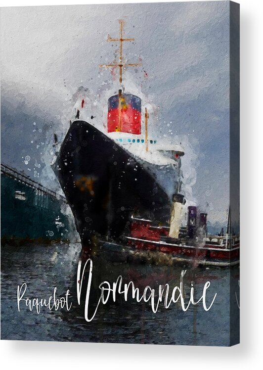 Steamer Acrylic Print featuring the digital art Paquebot Normandie by Geir Rosset