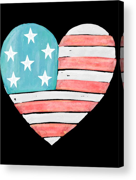 Funny Acrylic Print featuring the digital art Patriotic I Love The Usa Flag by Flippin Sweet Gear