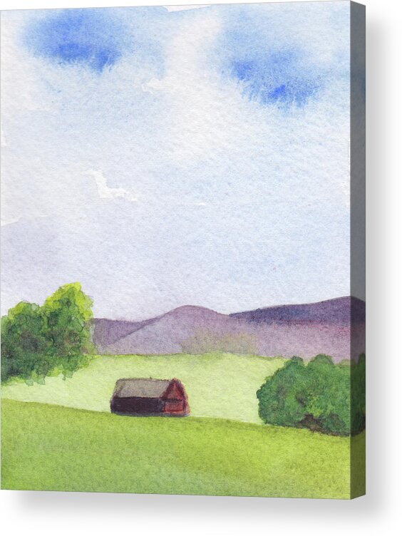 Berkshires Acrylic Print featuring the painting Pause at Barn by Anne Katzeff