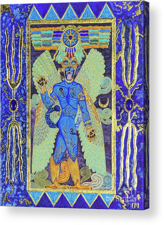 Babylon Acrylic Print featuring the mixed media Pazuzu the Divine Exorcist by Ptahmassu Nofra-Uaa