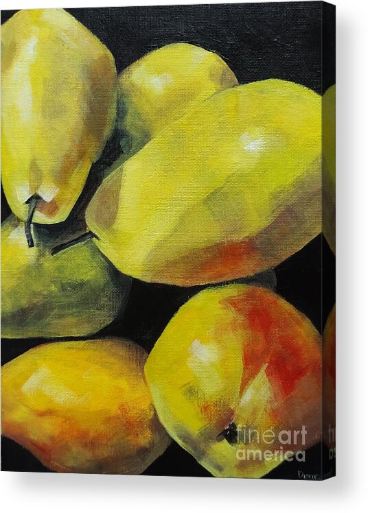 Pears Acrylic Print featuring the painting Pears by Lisa Dionne