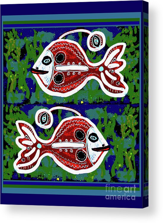 Zodiac Acrylic Print featuring the digital art PISCIES - double 3 eyes by Mimulux Patricia No