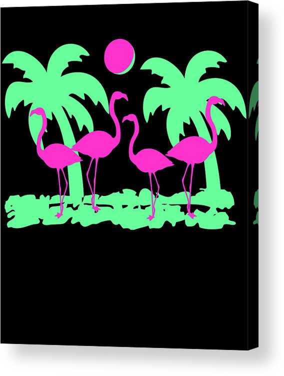 Funny Acrylic Print featuring the digital art Pink Flamingos by Flippin Sweet Gear