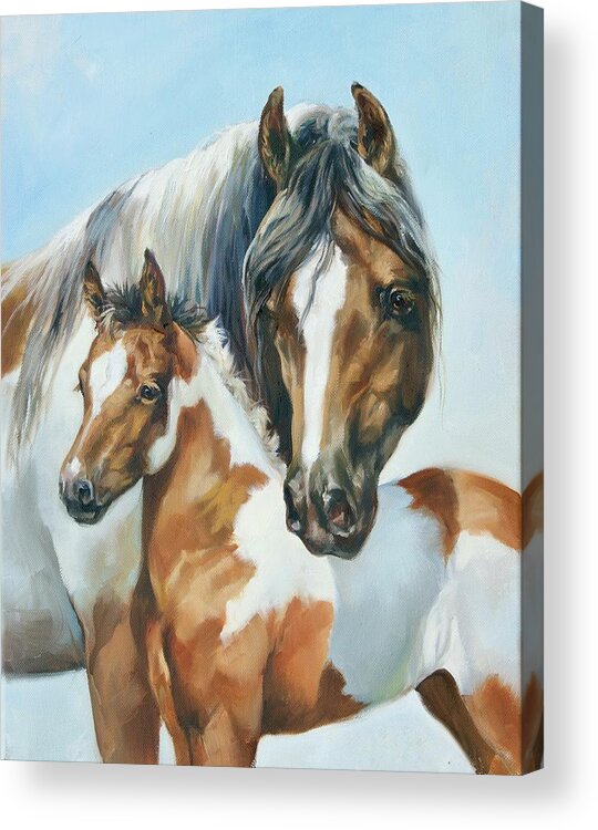 Animal Acrylic Print featuring the painting Pinto Proud by Laurie Snow Hein