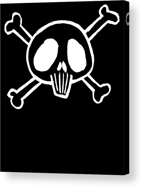 Funny Acrylic Print featuring the digital art Pirate Skull And Bones Sketch by Flippin Sweet Gear