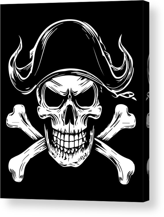 Cool Acrylic Print featuring the digital art Pirate Skull and Crossbones by Flippin Sweet Gear