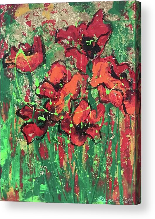 Poppies Acrylic Print featuring the painting Poppies in the Sun by Elaine Elliott