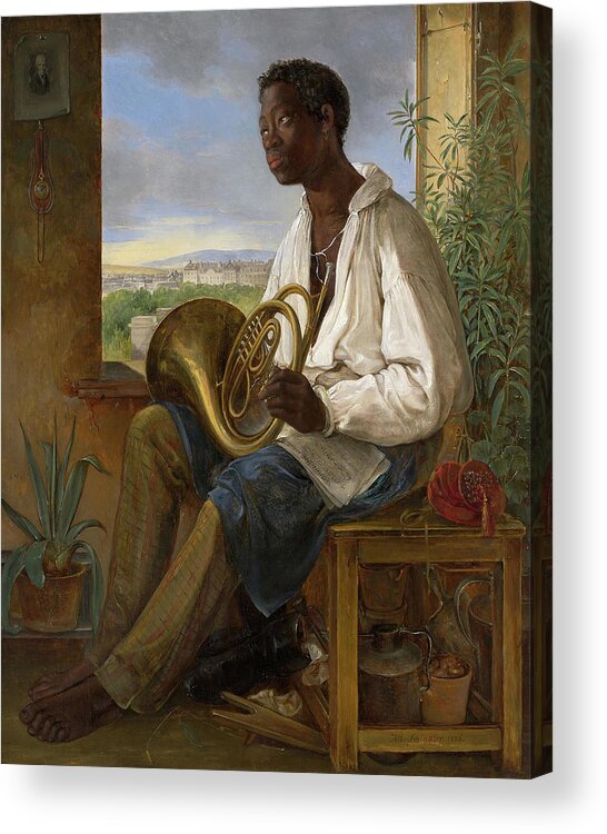 Albert Schindler Acrylic Print featuring the painting Portrait of a Gardener and Horn Player in the Household of the Emperor Francis I. Albert Schindle... by Albert Schindler