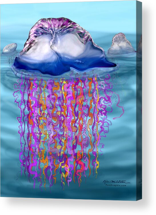 Portuguese Acrylic Print featuring the digital art Portuguese Man-o-War by Kevin Middleton