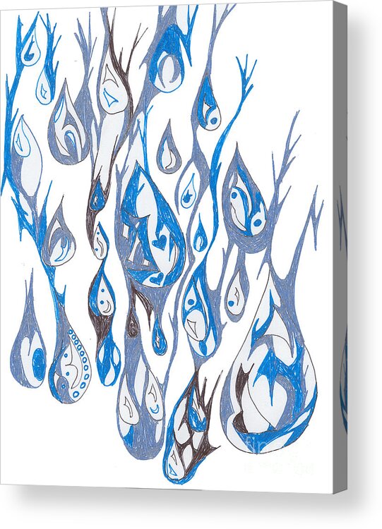Abstract Acrylic Print featuring the drawing Prayers for Australia by Mary Mikawoz
