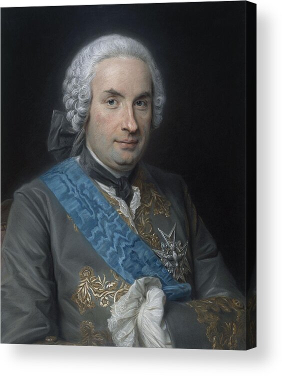 18th Century Painters Acrylic Print featuring the pastel Presumed Portrait of Baron Charles-Francois by Maurice Quentin de La Tour