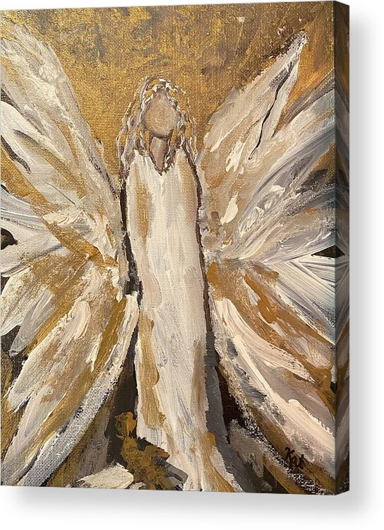 Angel Acrylic Print featuring the painting Protector by Kathy Bee