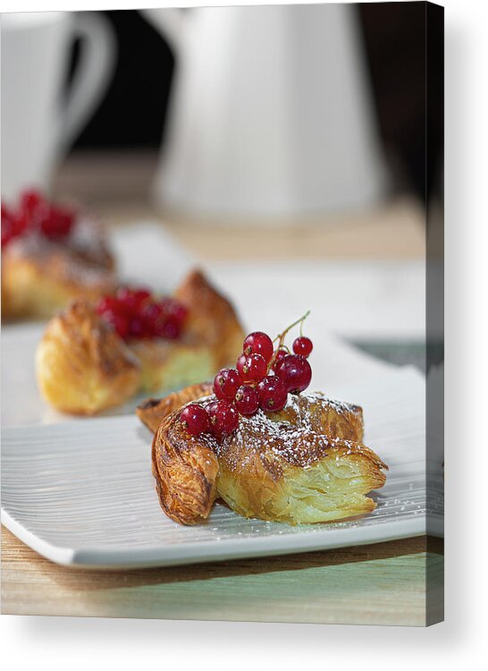 Pastry Acrylic Print featuring the photograph Puff Pastry with Red Currant Art Photo by Lily Malor