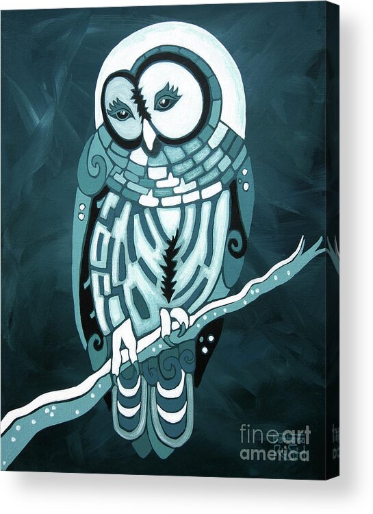 Barred Owl Art Acrylic Print featuring the painting Purity in the Moonlight by Barbara Rush