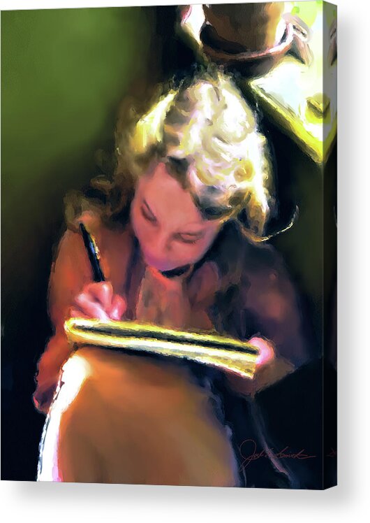 Girl Acrylic Print featuring the painting Quiet Corner by Joel Smith