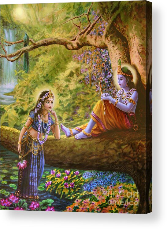Radhe Shyam Acrylic Print featuring the painting Radhe Shyam by Vishnudas Art