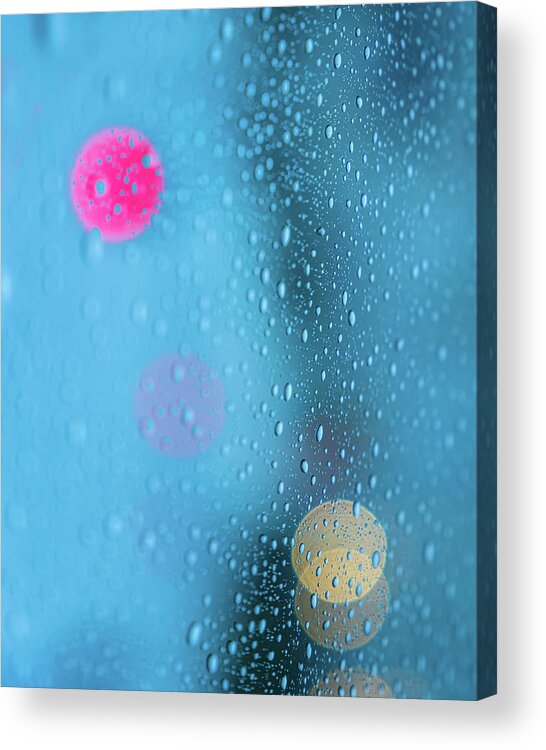 Abstract Acrylic Print featuring the photograph Rain, Red, Yellow by Joseph Smith