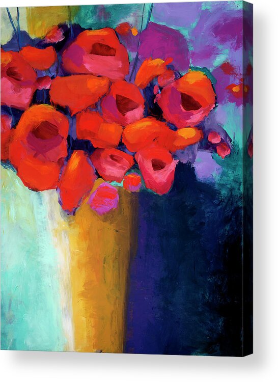 Abstract Art Acrylic Print featuring the painting Red Bouquet by Jane Davies