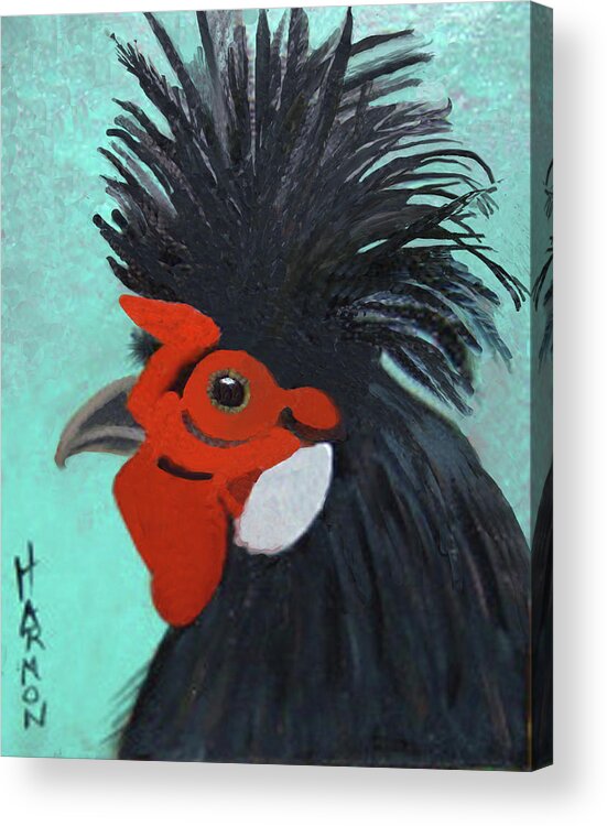 Artwork Prints Acrylic Print featuring the painting Red Faced Rooster by Margaret Harmon