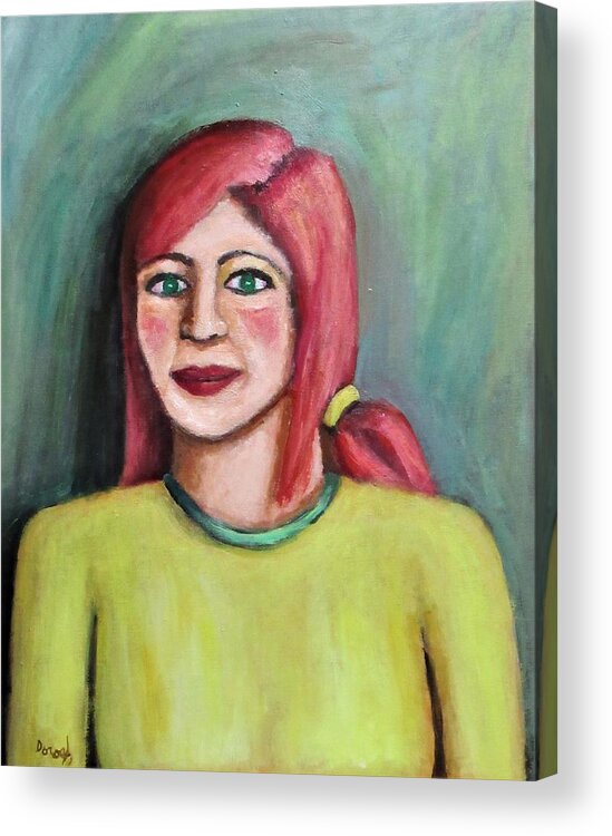 Figure Acrylic Print featuring the painting Red Hair Woman by Gregory Dorosh