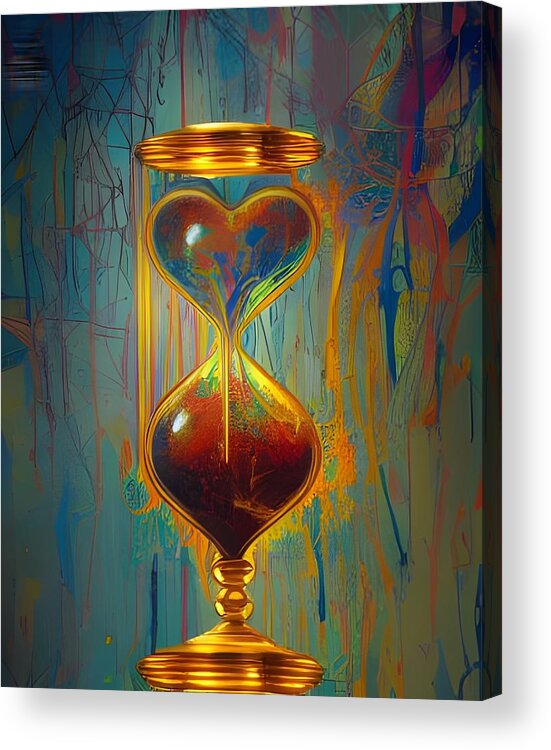 Digital Acrylic Print featuring the digital art Red Hourglass by Beverly Read