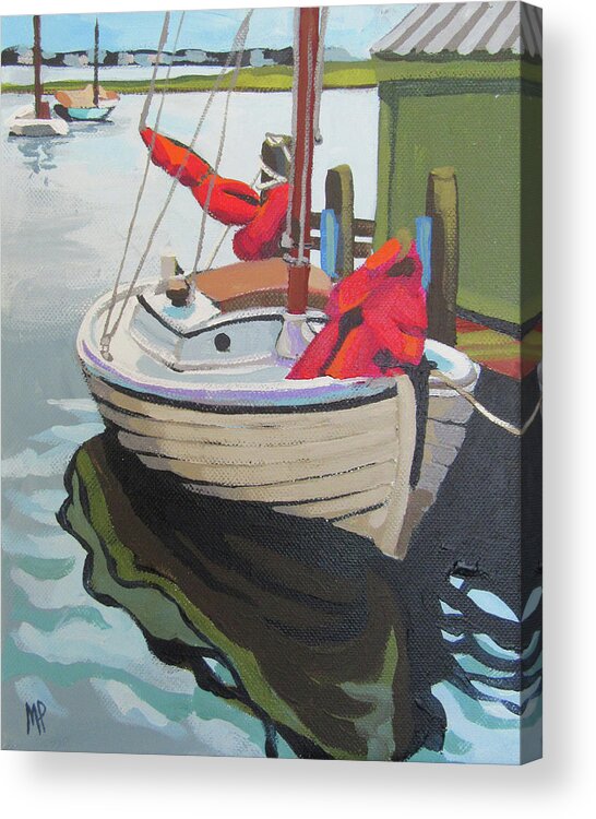 Coastal Acrylic Print featuring the painting Red Sail by Melinda Patrick