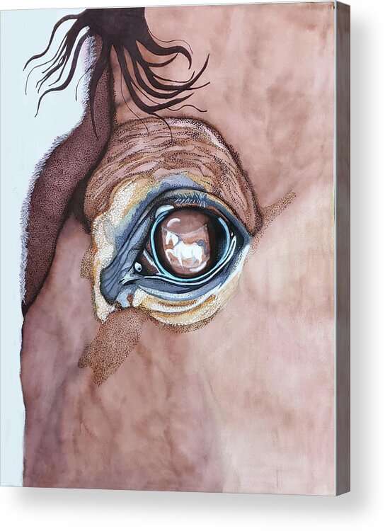 Horse Eye Acrylic Print featuring the painting Reflections Horse Eye by Equus Artisan