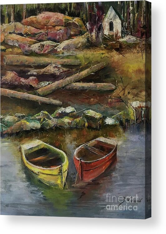Landscape Acrylic Print featuring the painting Resting afternoon by Maria Karlosak