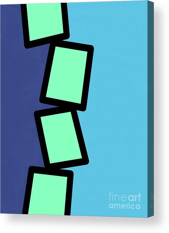 Retro Acrylic Print featuring the mixed media Retro Mint Green Rectangles 2 by Donna Mibus