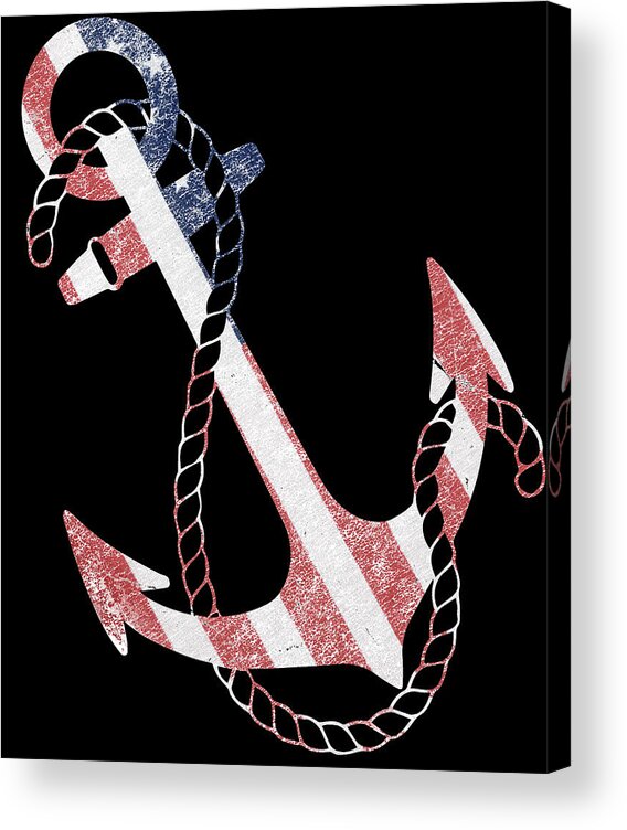 Funny Acrylic Print featuring the digital art Retro USA Flag Anchor by Flippin Sweet Gear