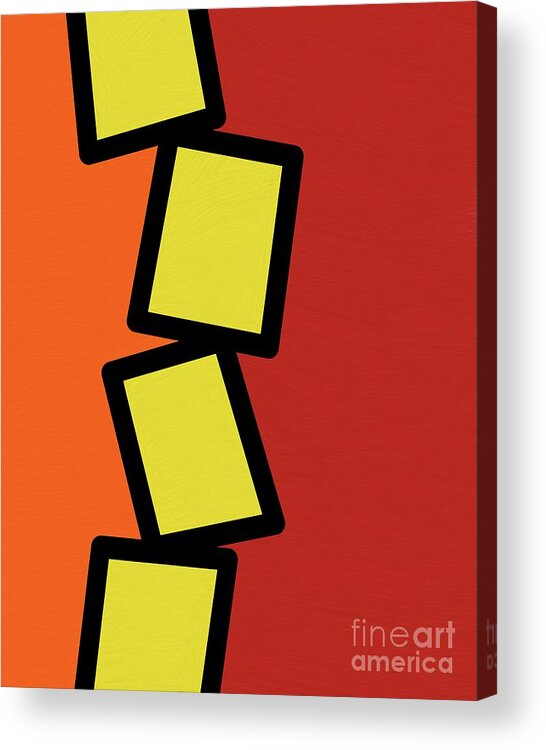 Retro Acrylic Print featuring the mixed media Retro Yellow Rectangles 2 by Donna Mibus