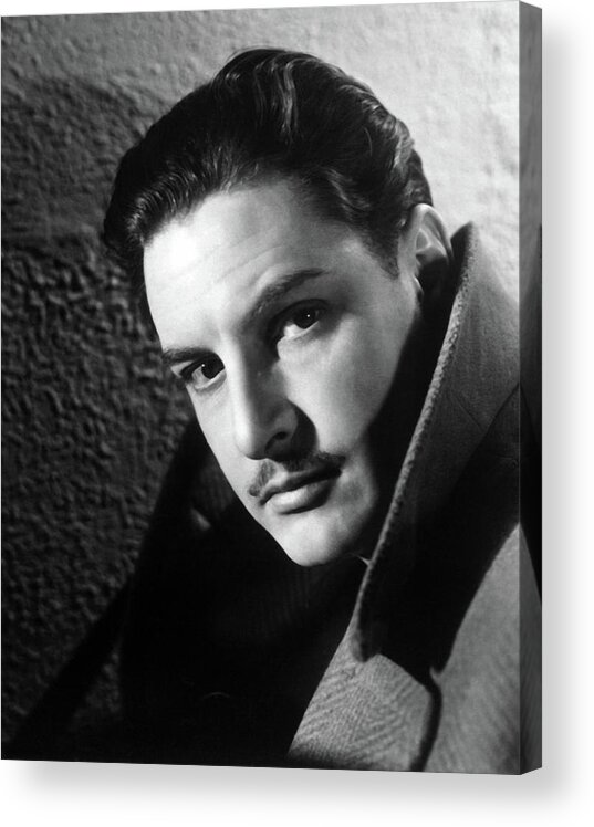 Robert Donat Acrylic Print featuring the photograph ROBERT DONAT in THE 39 STEPS -1935-, directed by ALFRED HITCHCOCK. by Album