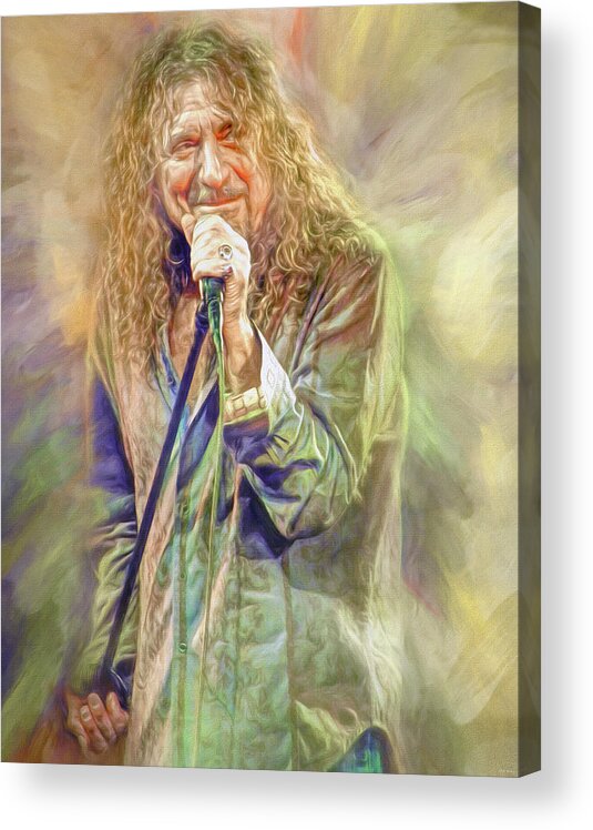 Robert Plant Acrylic Print featuring the mixed media Robert Plant Zep by Mal Bray