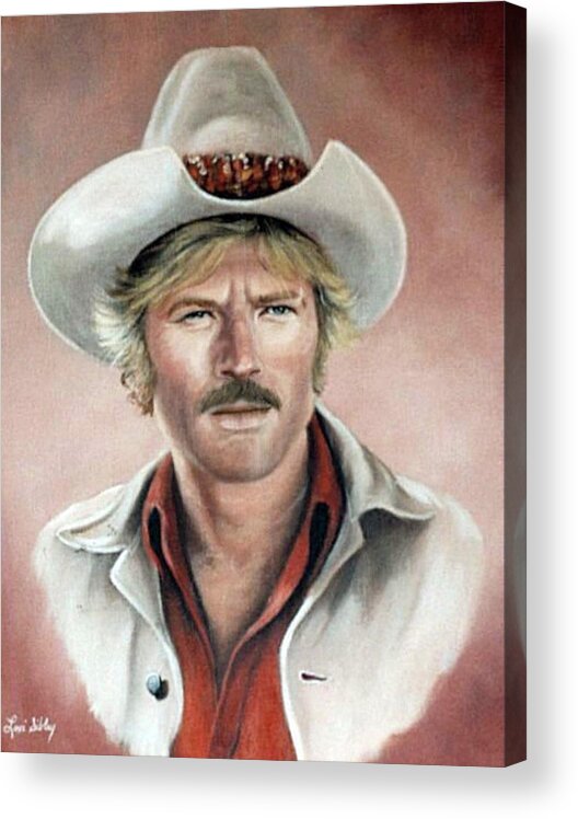 Robert Acrylic Print featuring the painting Robert Redford by Loxi Sibley