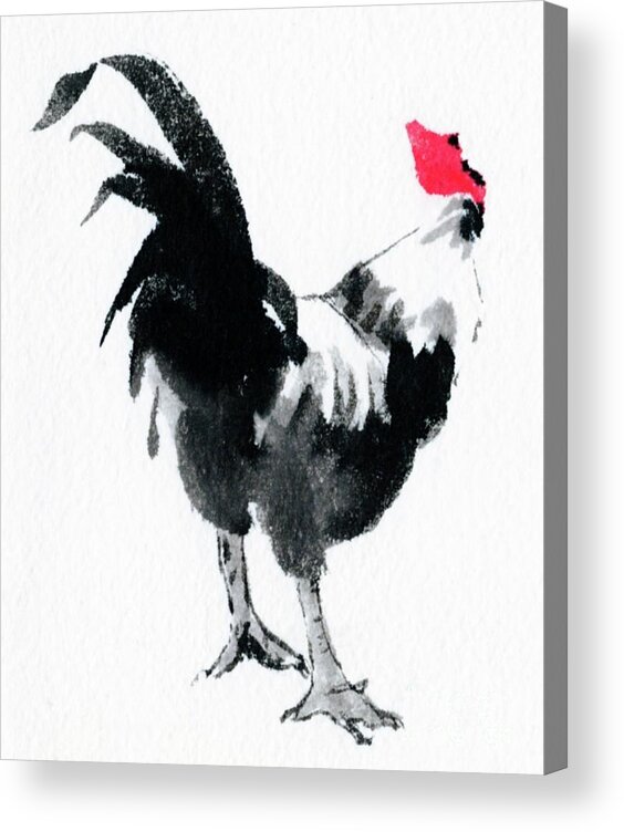 Chinese Ink Acrylic Print featuring the painting Rooster by Vicki B Littell
