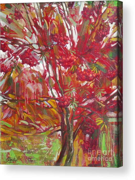 Oil Acrylic Print featuring the painting Rowan tree by Sergey Ignatenko