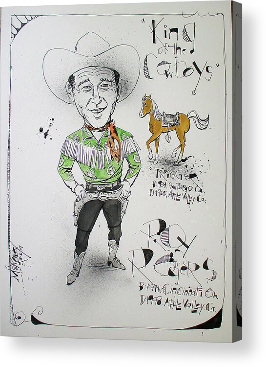  Acrylic Print featuring the drawing Roy Rogers by Phil Mckenney