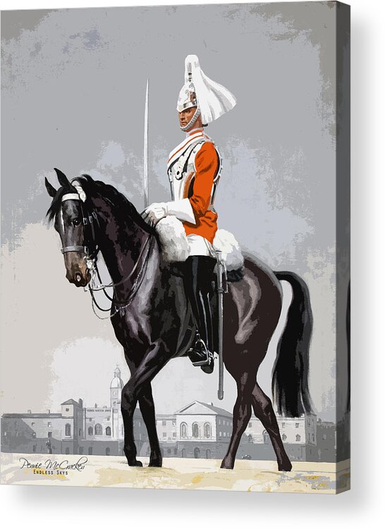 Horse Guards Acrylic Print featuring the mixed media Royal Life Guard by Pennie McCracken