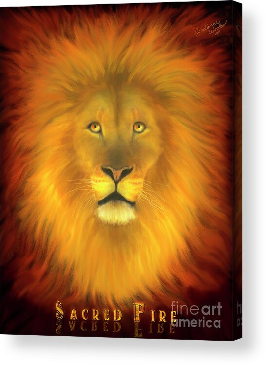 Lion Acrylic Print featuring the digital art Sacred Fire by Constance Woods