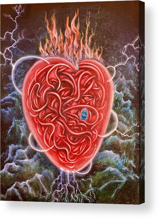 Heart Acrylic Print featuring the painting Sacred Heart- The Great Oscillator by Selena Wilson