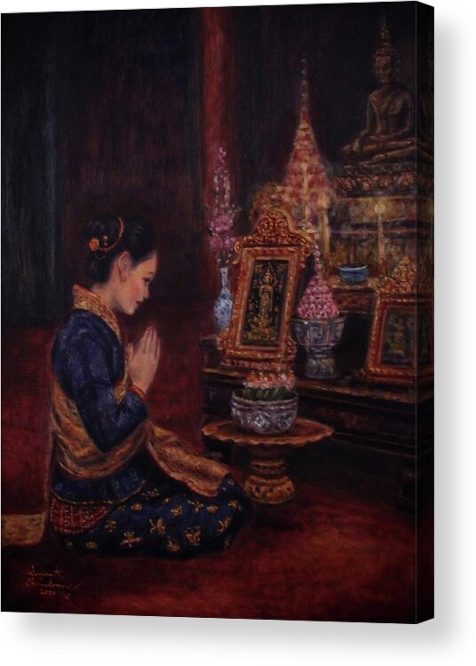  Acrylic Print featuring the painting Phavana by Sompaseuth Chounlamany