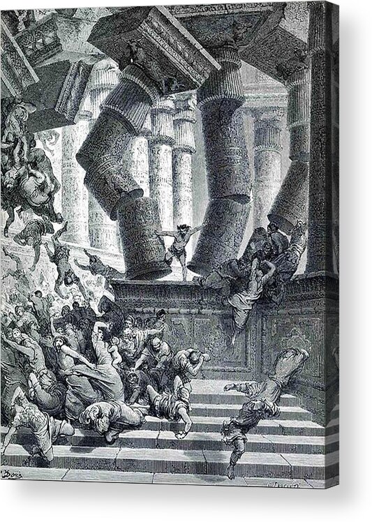 SAMSON Gustave Dore Death Of Samson man of the sun Poster Acrylic Print ...