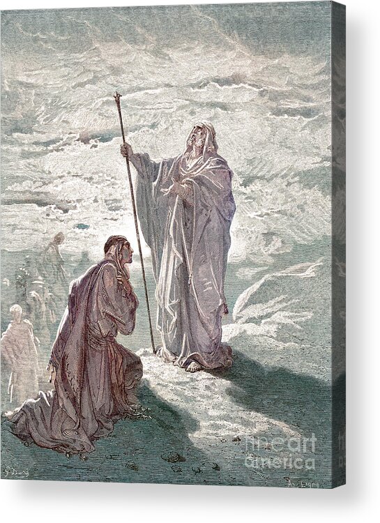 Samuel Acrylic Print featuring the drawing Samuel Blessing Saul by Gustave Dor ev2 by Historic illustrations